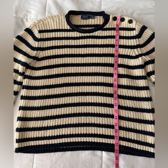 Polo by Ralph Lauren Navy and Cream Striped Sweater - Picture 3 of 7